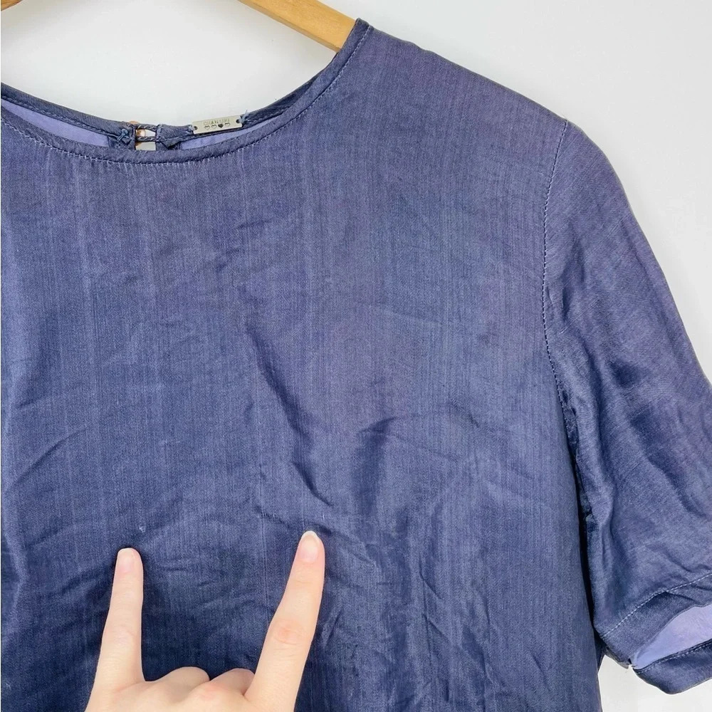 Chan Luu Silk Blend Baby Doll Top in Dark Blue Size M - Picture 9 of 16